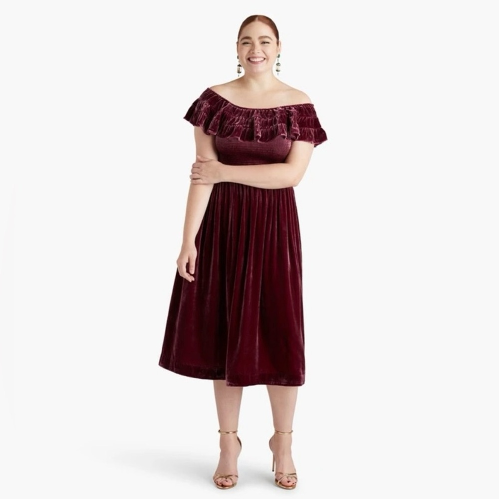 Hill House Home Akilah The Nap Dress Velvet Burgundy Pink Red Wine Midi Dress M